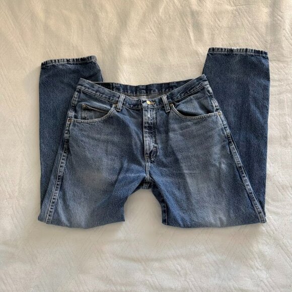 Wrangler Jeans Mens 34 X 29 Blue Denim Regular Fit Straight Leg - Picture 1 of 7